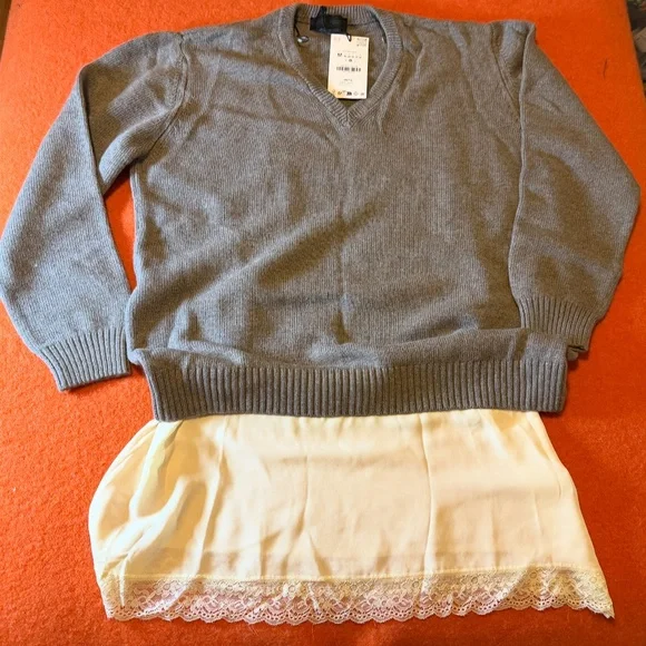 Zara light mink touch of cashmere blend sweater with slip dress NWT - Picture 3 of 9